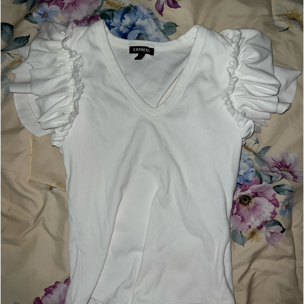 white ruffle bodysuit